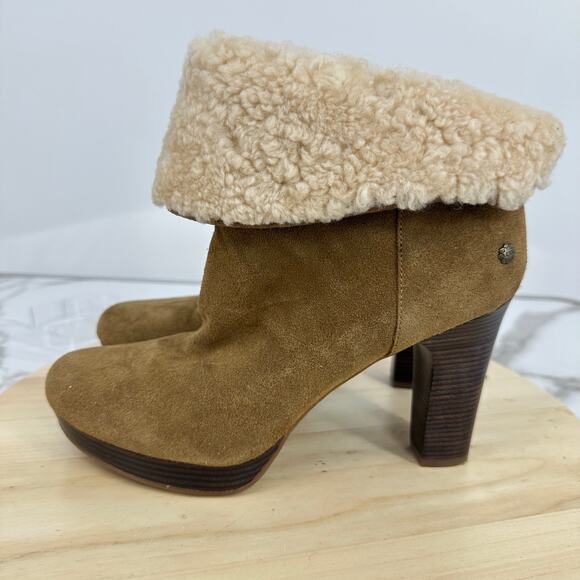 UGG Australia Dandylion Nubuck Leather Chestnut Brown Boots Shoes US 9.5 EU 40.5 - Picture 2 of 14